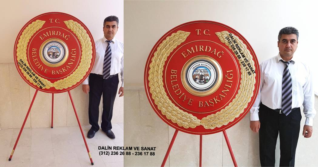 EMİRDAĞ BELEDİYESİ KABARTMA KIRMIZI METAL ÇELENK