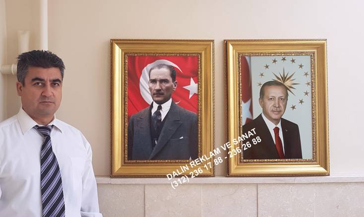 MAKAM ODASI RESMİ TABLOSU ATATÜRK VE CUMHURBAŞKANI RECEP TAYYİP ERDOĞAN ÇERÇEVE DL 9305