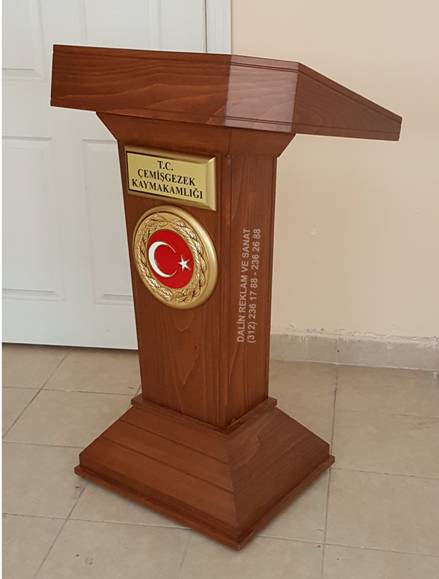 KONUŞMA KÜRSÜSÜ PRİZMATİK MODEL CEVİZ RENGİ ÇEMİŞGEZEK KAYMAKAMLIĞI 2024